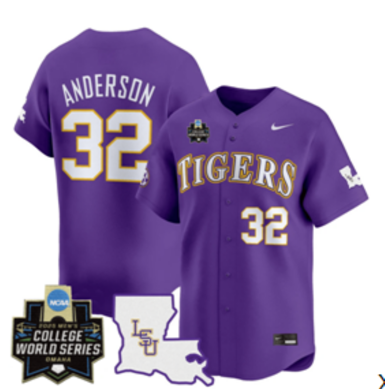 Men LSU Tigers #32 Anderson purple Nike 2025 NCAA Jersey->ncaa teams->NCAA Jersey